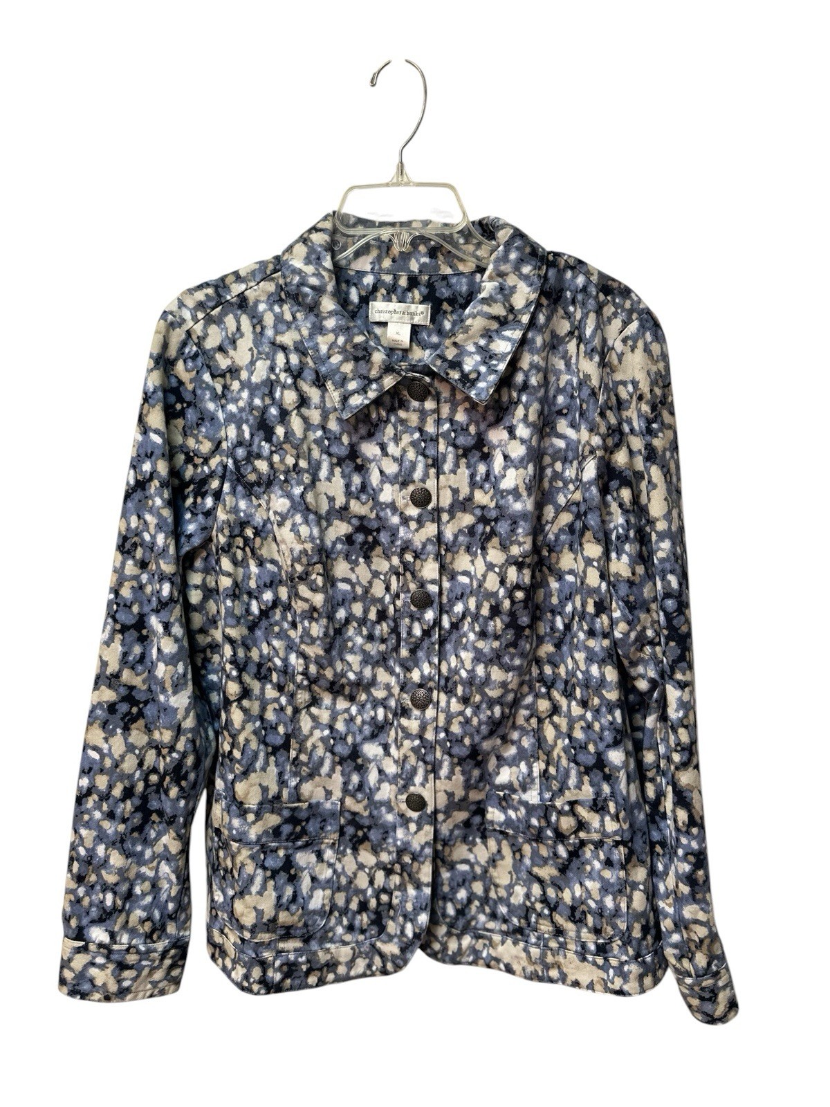 Christopher & Banks Jacket 6-Button Women XL Multicolor Abstract Long Sleeve