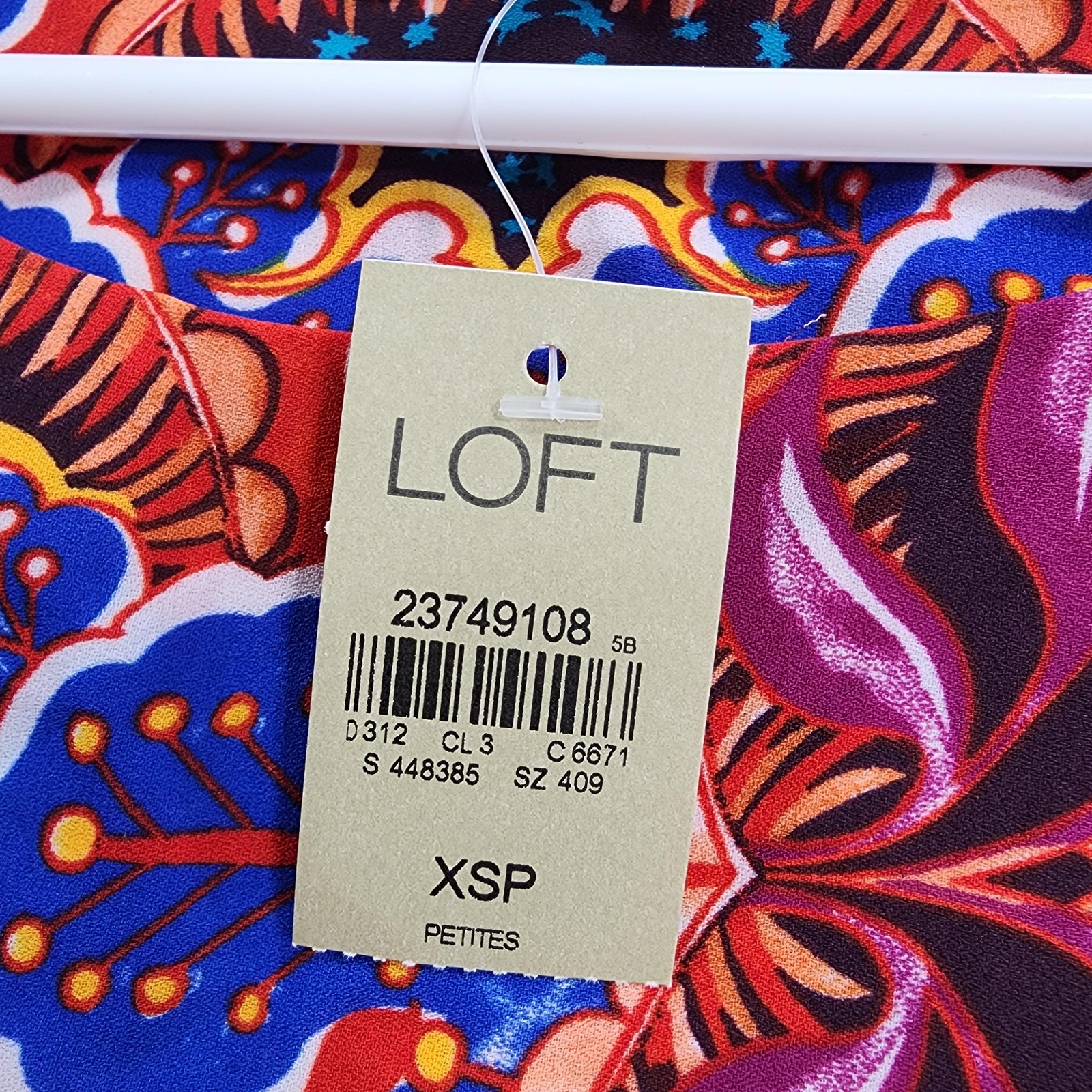 NEW LOFT Top Womens XSP PETITES Multicolor Floral Boat Neck Long Sleeve Blouse