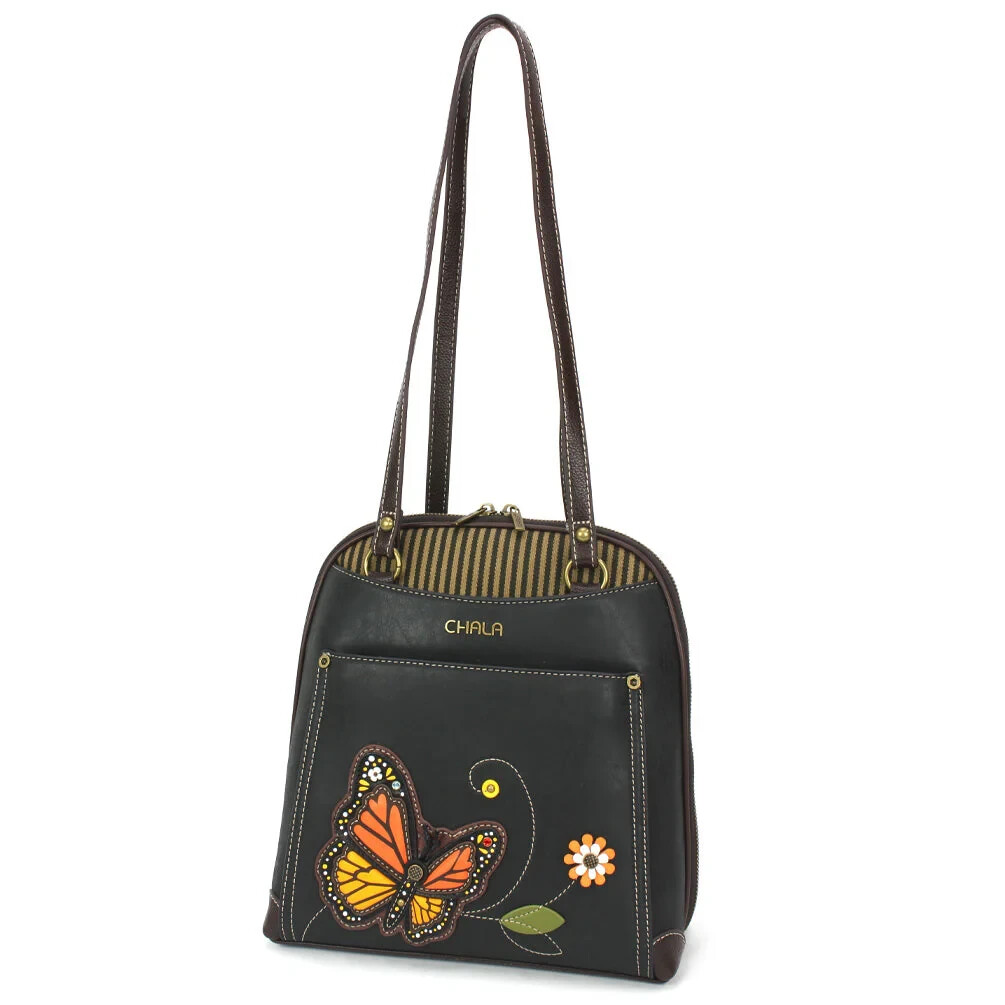 CHALA Convertible Backpack Purse – MONARCH BUTTERFLY (Black) NWT