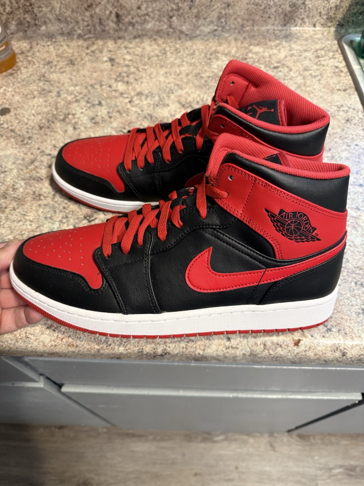 Never worn! Jordan 1 Mid Alternate Bred Black/Fire Red/White DQ8426-060. No box