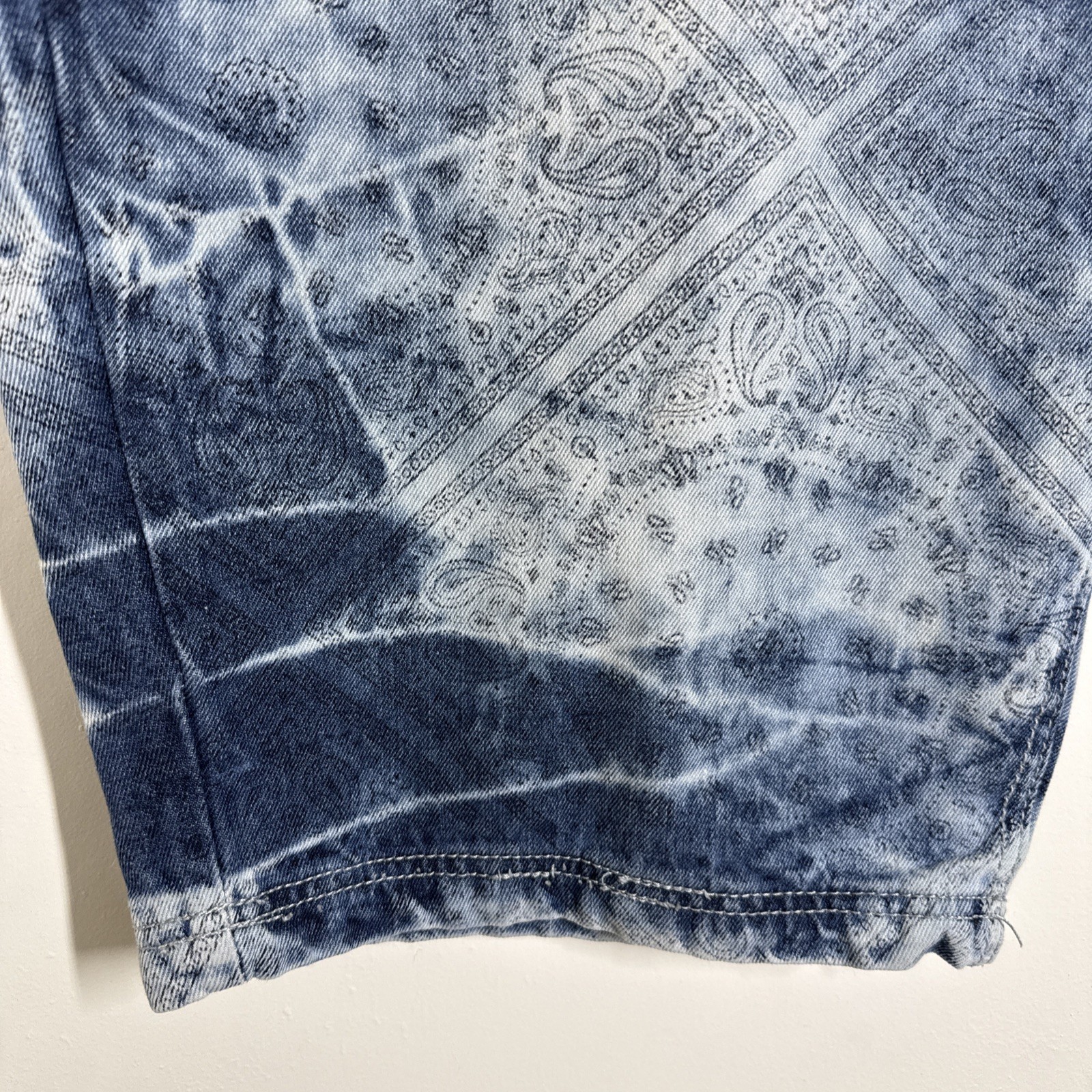 Switch Remarkable Jean Shorts Men’s 50 Blue Paisley Denim Grunge 90’s Hip Hop