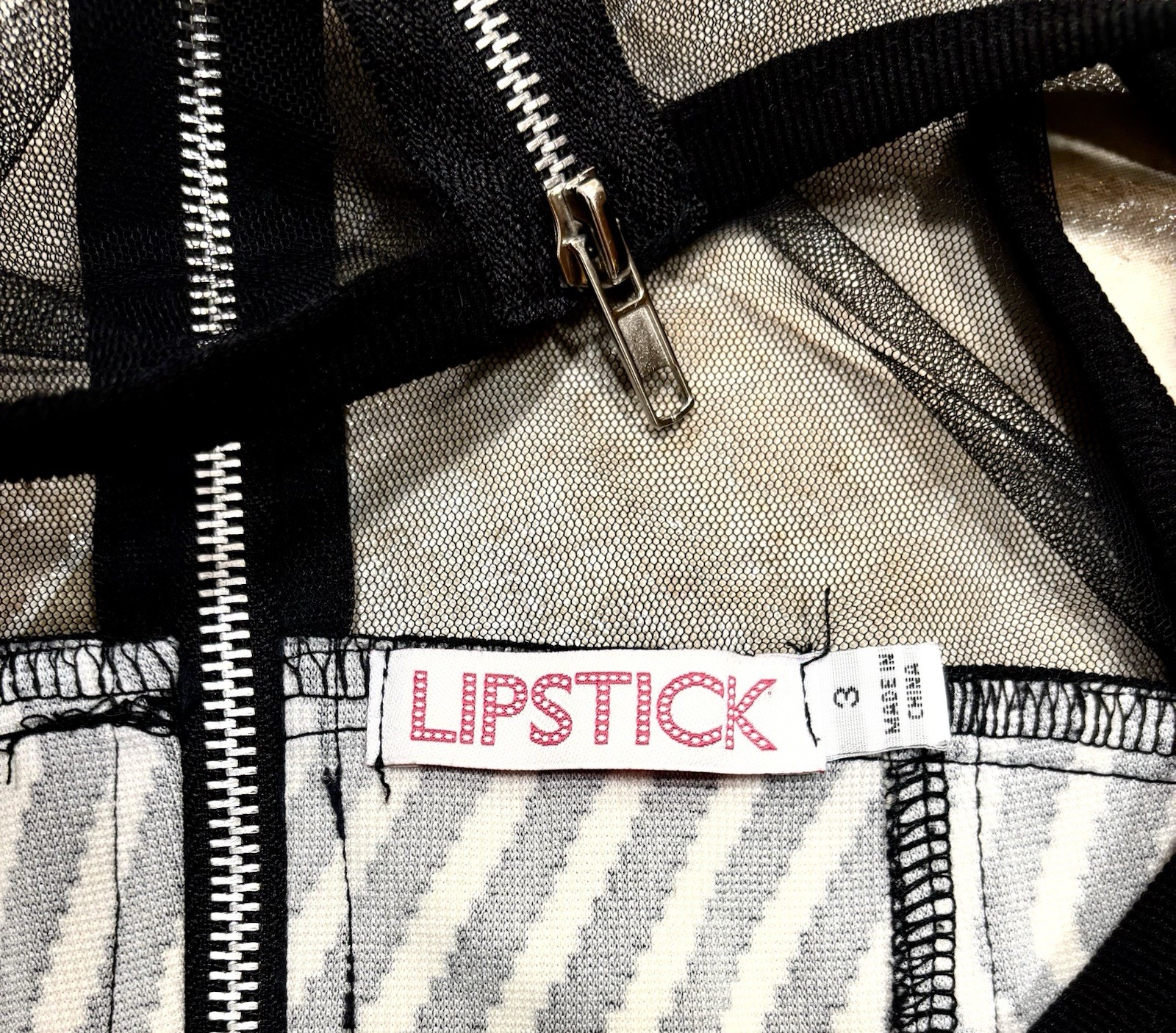 VTG Y2k Lipstick Black/Cream Herringbone Retro Grunge Dress