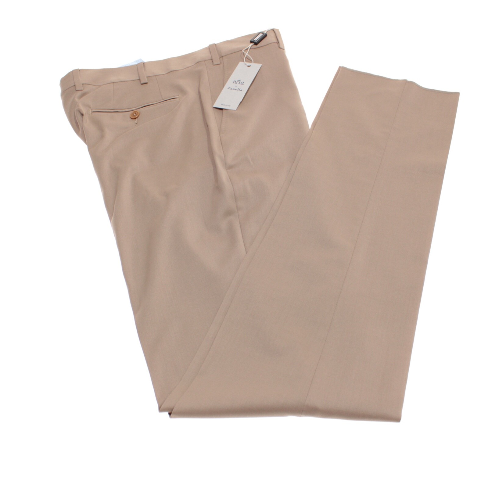 Zanella NWT Dress Pants Size 35 US Pn12 In Solid Beige Wool Blend