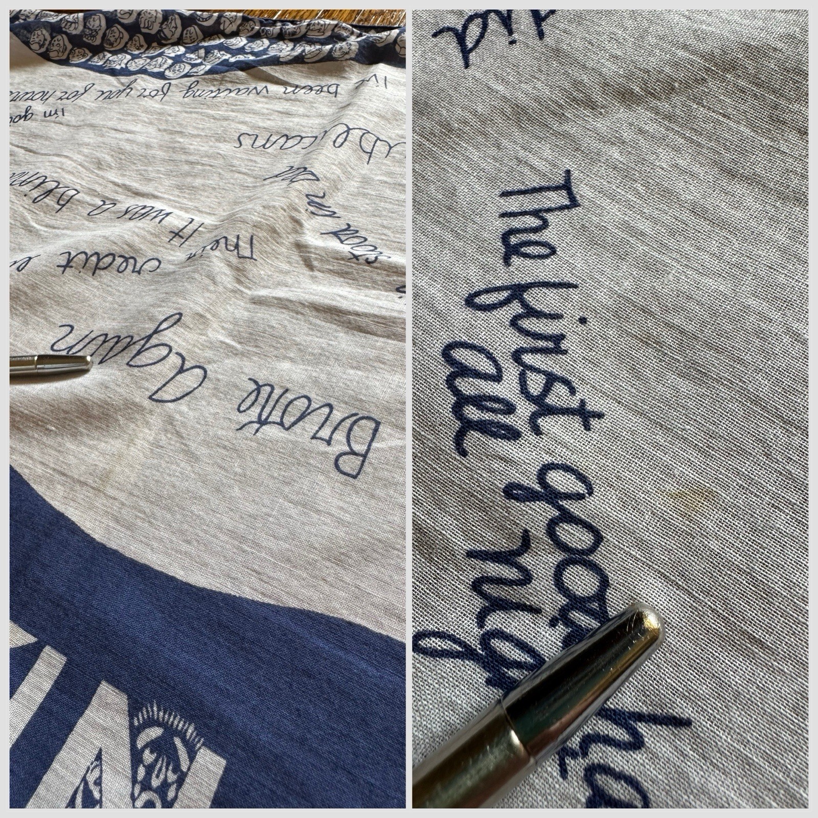 1950s Symphony ‘Crying Towel’ Novelty Political Bandana Humor Scarf Blue VTG