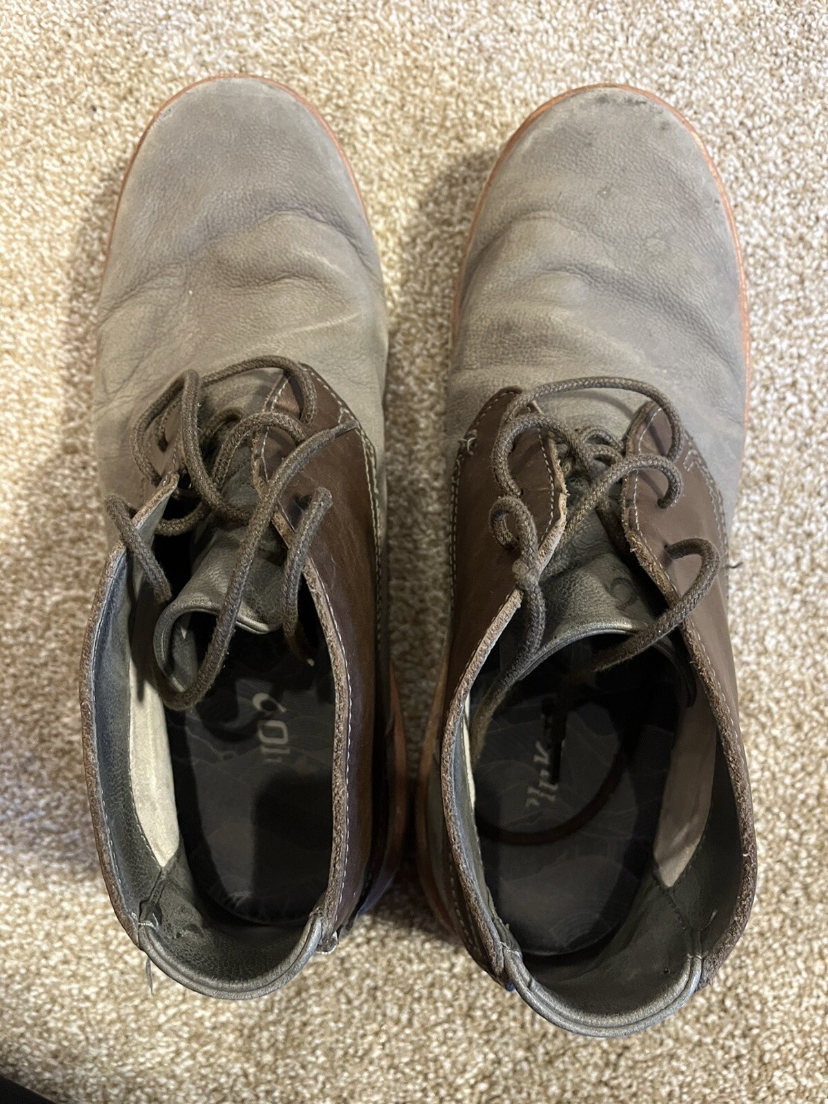 Olukai Kalia Puki Leather Chukka Boots Mens Size 11.5 Shoes Husk Gray Brown