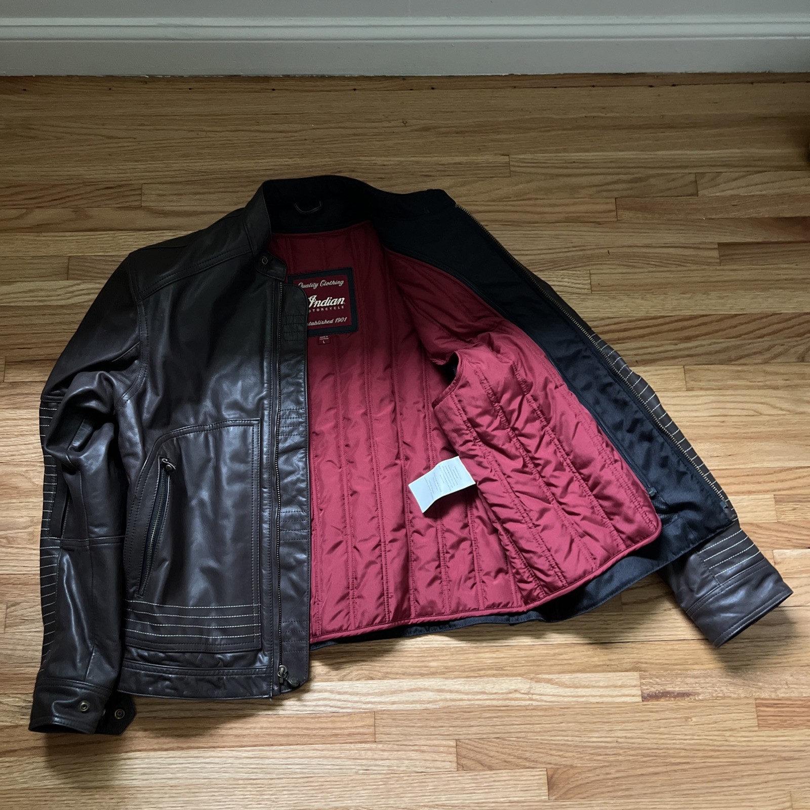 Indian Motorcycle Men’s Phoenix Leather Jacket W/ Armor Brown New Genuine