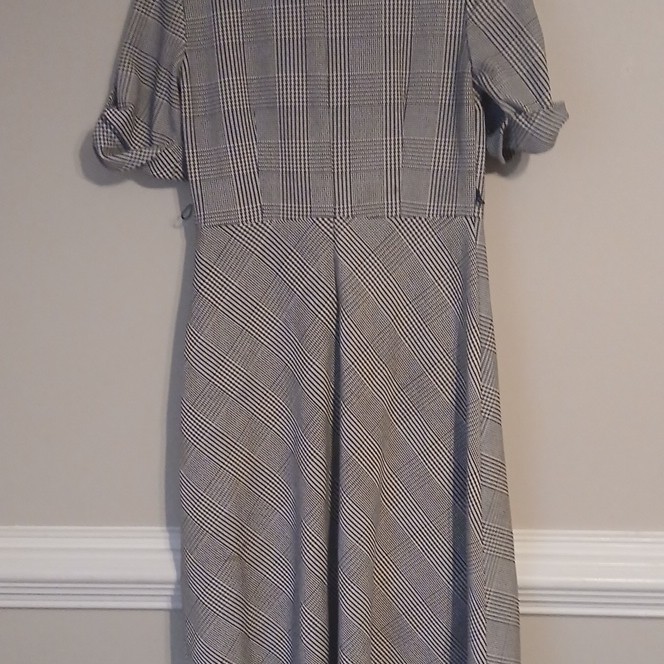 Shelby & Palmer Plaid A-Line Belted Zip Front Dress 3/4 Sleeve Sz 6