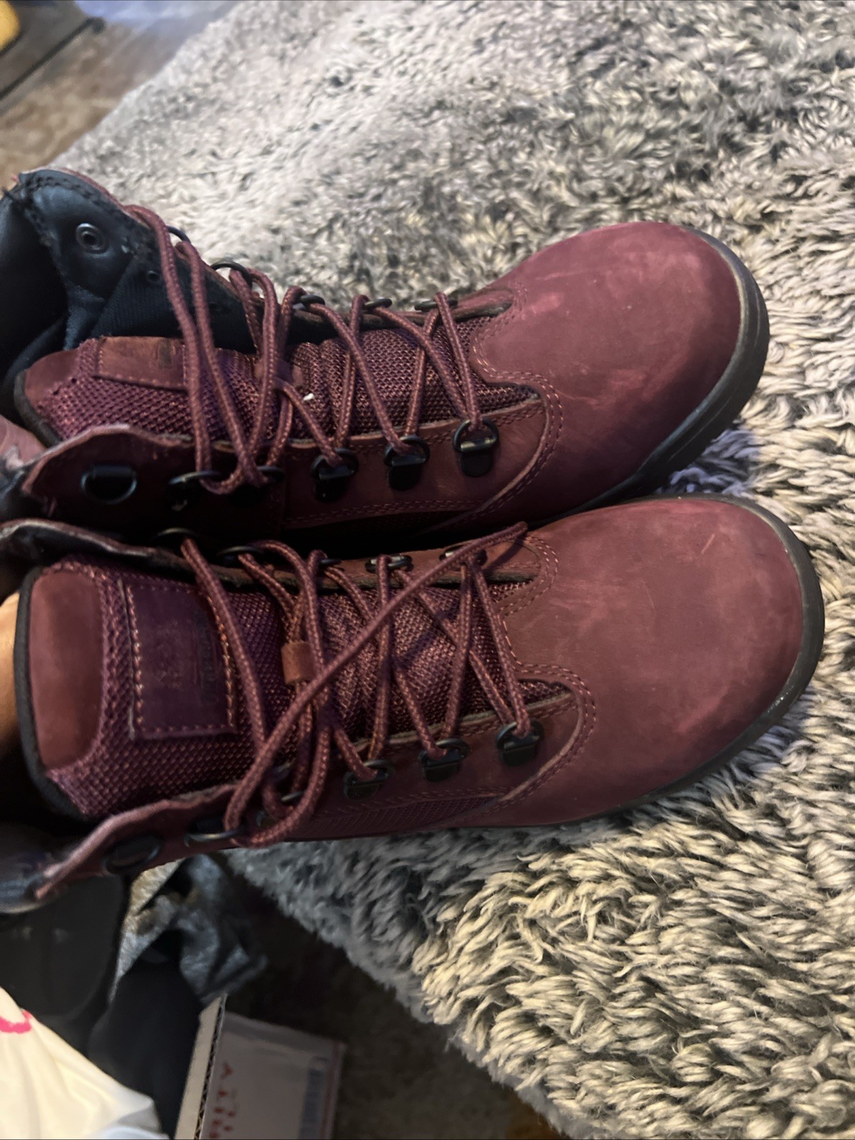 Timberland 6-Inch Waterproof Field Boot Burgundy Nubuck Men’s Boots Size 4.5