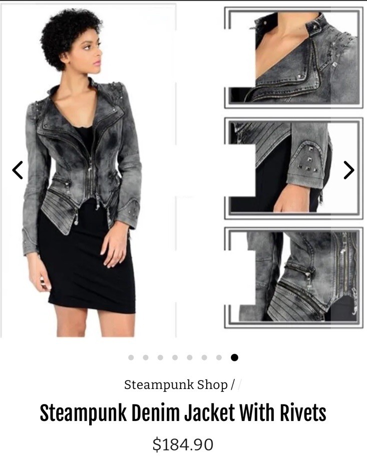 Jacket Womans Studded Riveted Denim Moto Cyber Punk Rock Steampunk M? Zipper S ?