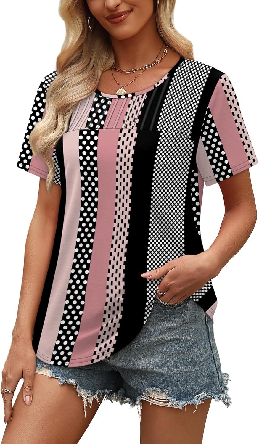 Women’s Plus Size Short Sleeve Crew Tops – Loose Fit Cotton Casual Trendy