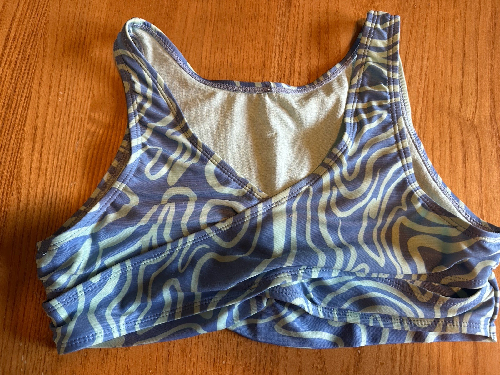 Wonder Nation Women Seamless Bralette XXL 18 Blue Green Swirl Crop Training Bra