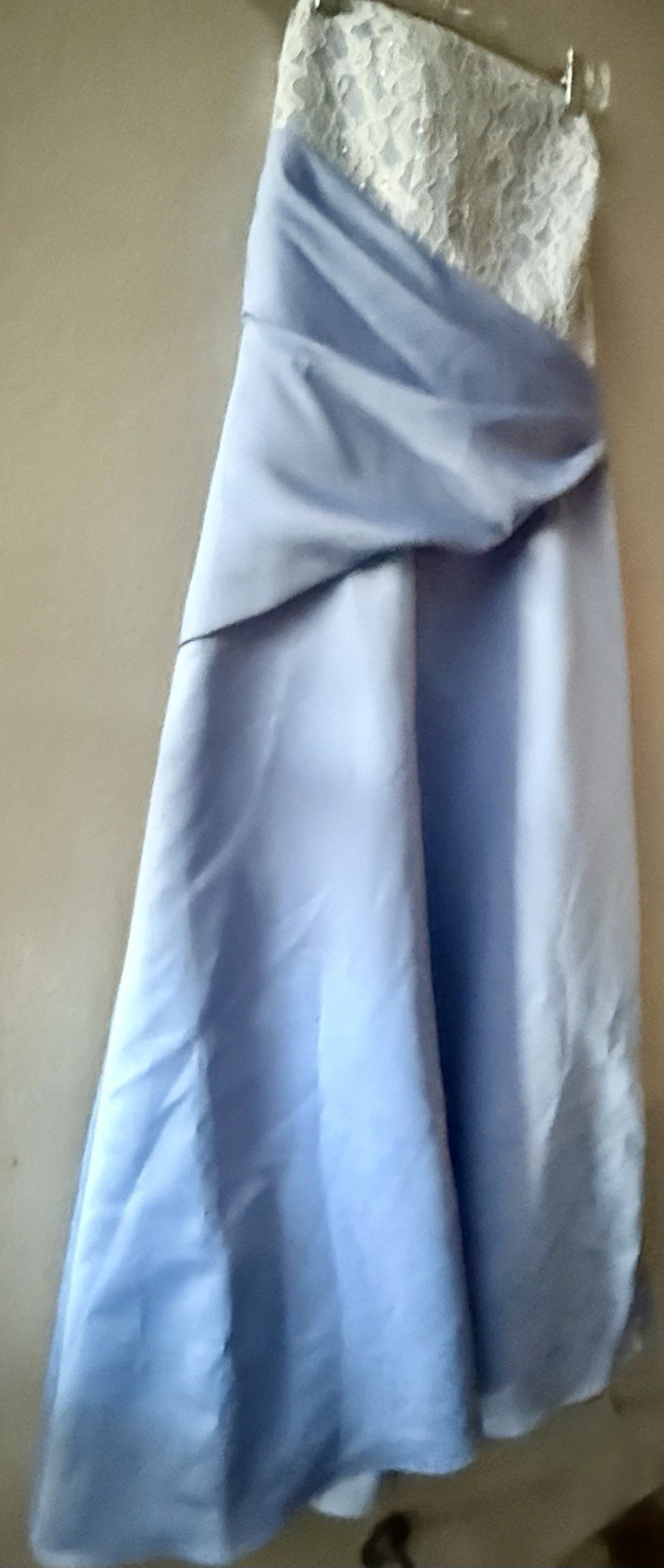 MORI LEE BLUE/WHT. LACE TAFFETA BRIDESMAID/PROM GOWN JUNIORS SIZE 15/16~NWT