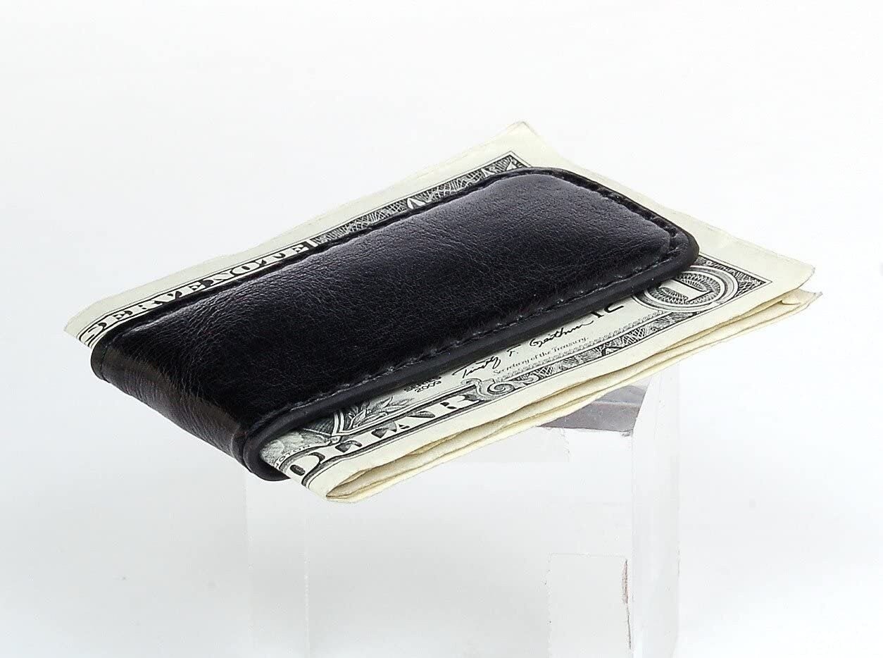 Black Leather Magnetic Money Clip