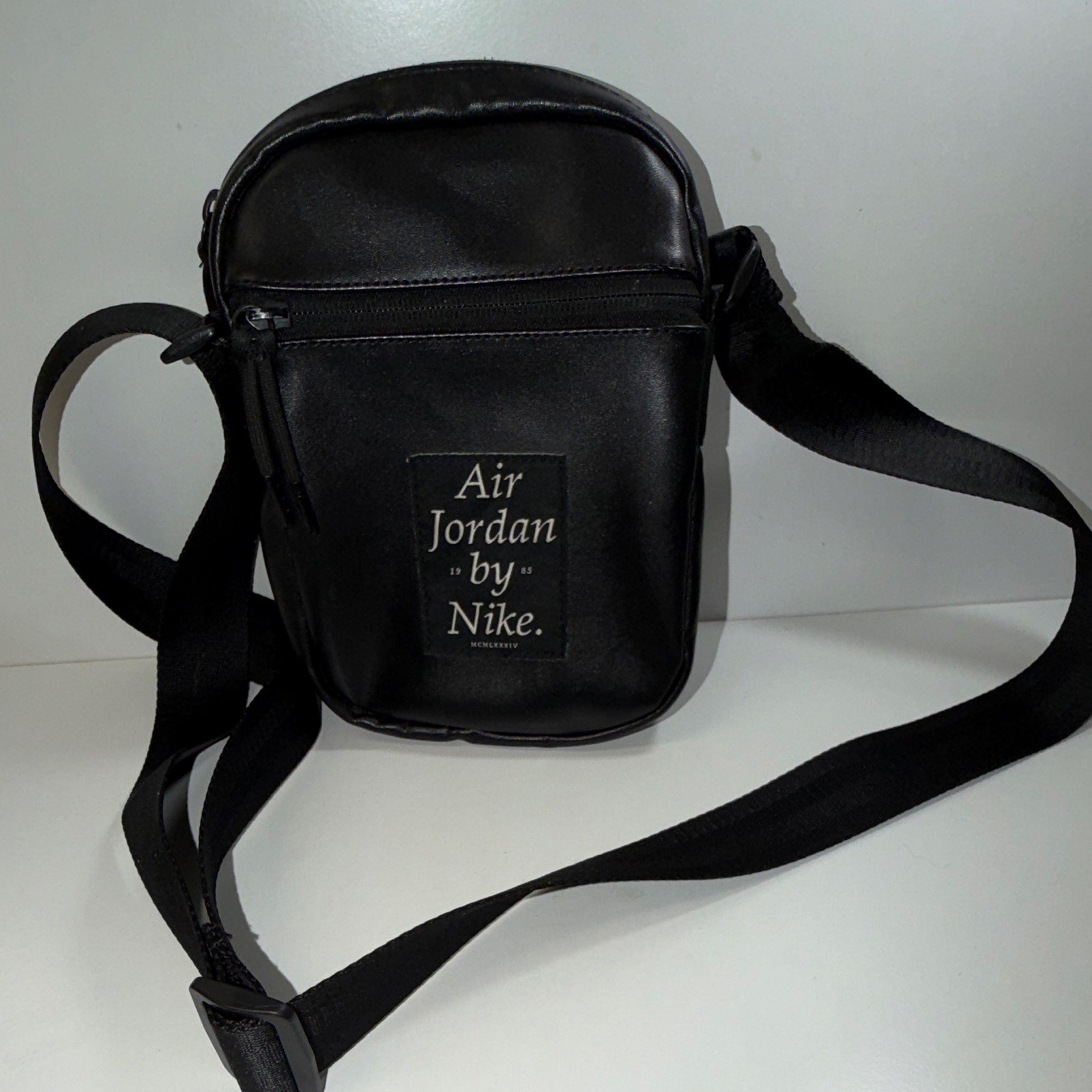 Nike Air Jordan Black Small Crossbody Bag Adjustable Strap Zip Closure