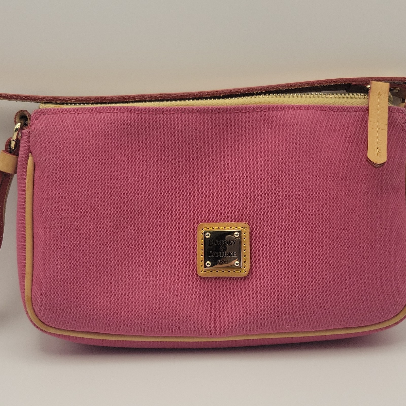 Dooney & Bourke Pink Solid Crossbody Zip Adjustable Strap Gold Hardware
