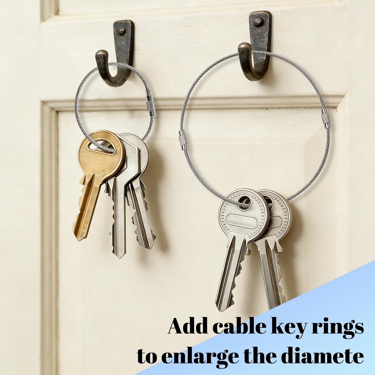 10× Stainless Steel Wire Keychains Cable Key Rings Loop Screw Lock Outdoor 6″ US