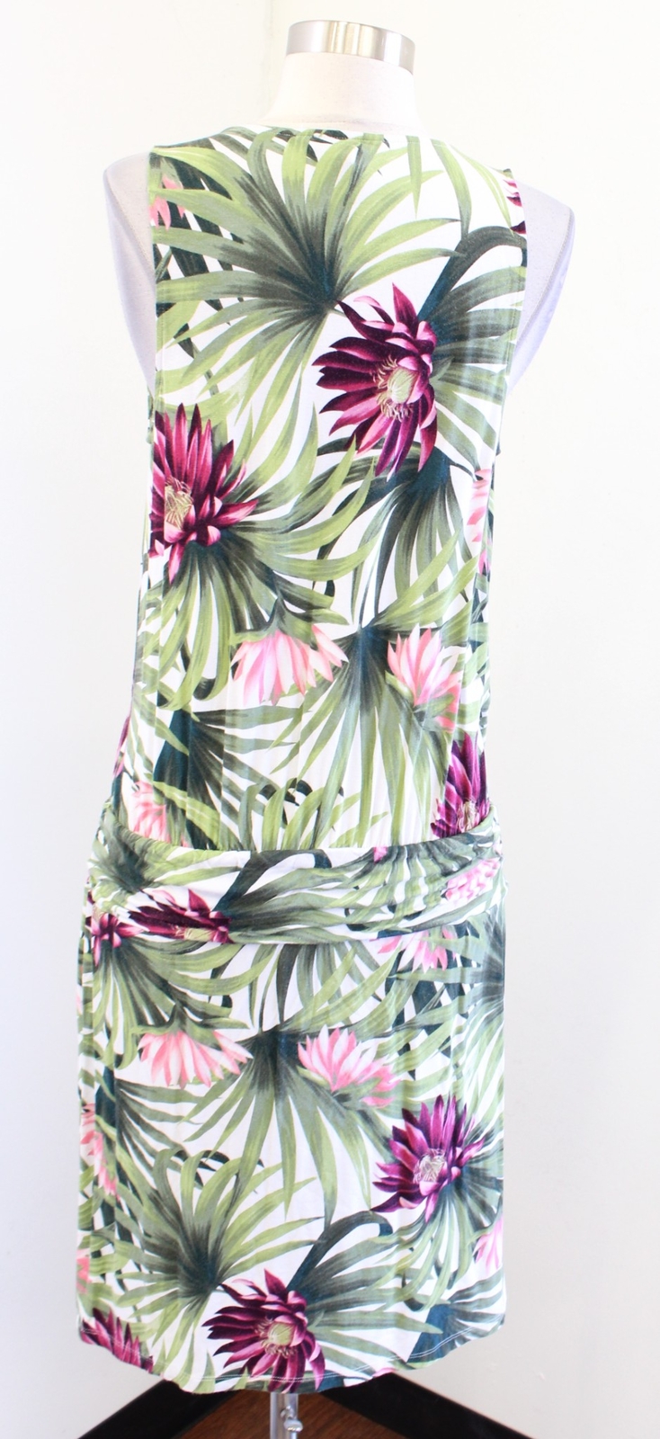 Tommy Bahama Proteia Garden Palm Floral Print Ruched Blouson Tank Dress Size S