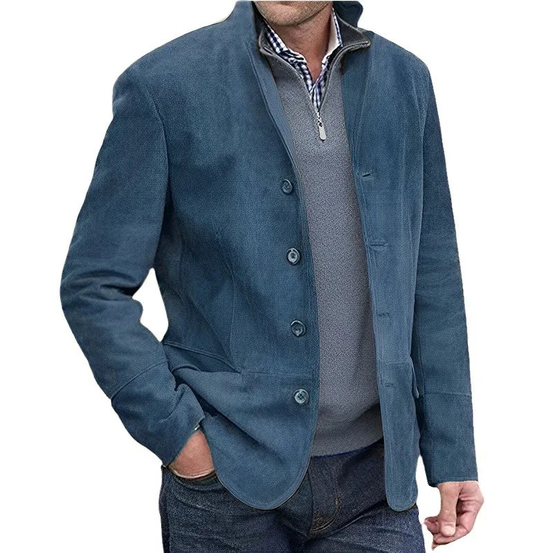 Coats Men Jackets Turn Down Collar Full Sleeve Single Breasted Jacket Regular