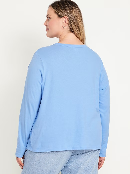 NWT Old Navy EveryWear Crewneck Long-Sleeve T-Shirt Tee Shirt Blue Women M