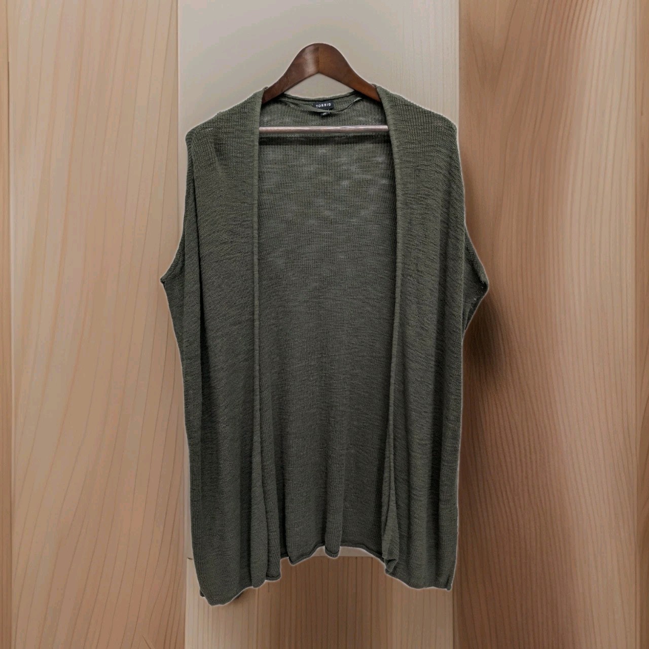 Torrid Vest Army Green Open Front Lightweight Cotton Knit Vest 3X 4X