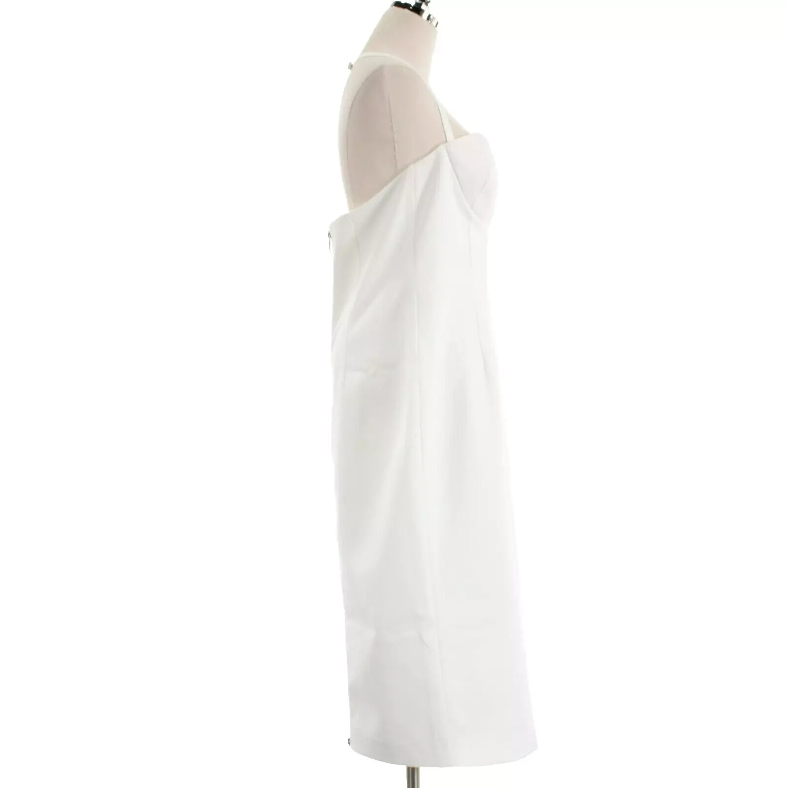Retrofete NWD Cheryl Bustier Halter Midi Dress Size Large in Solid White