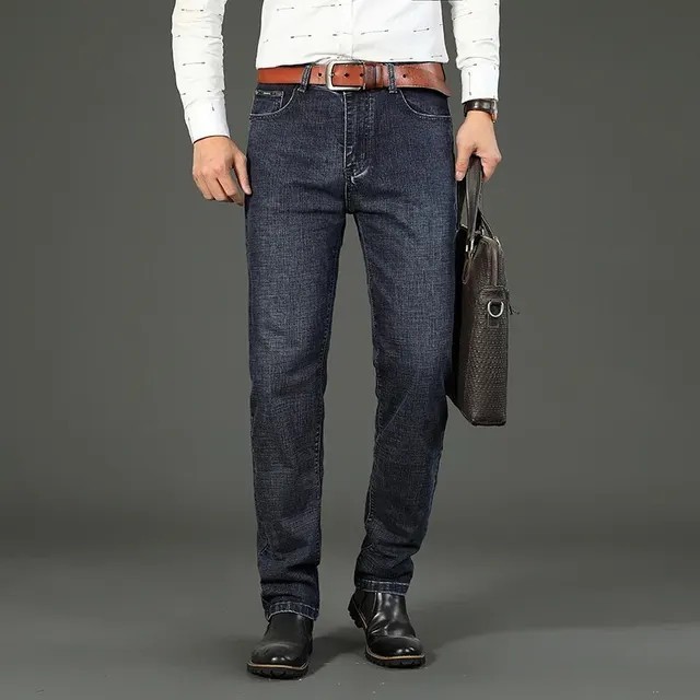 Wthinlee New Business Men’s Jeans Casual Straight Stretch Fashion Classic Blue B