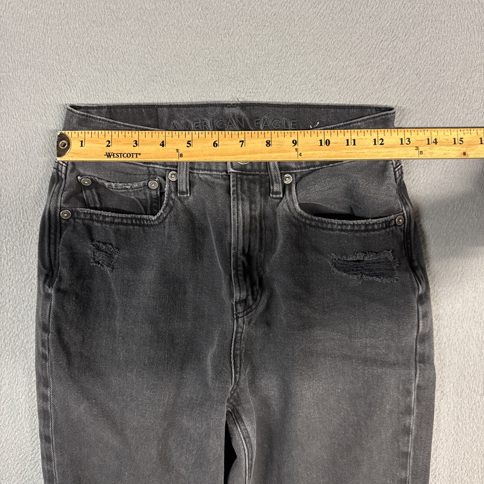 American Eagle Jeans Womens 2 Black Highest Rise 90’s Boyfriend Stretch Denim