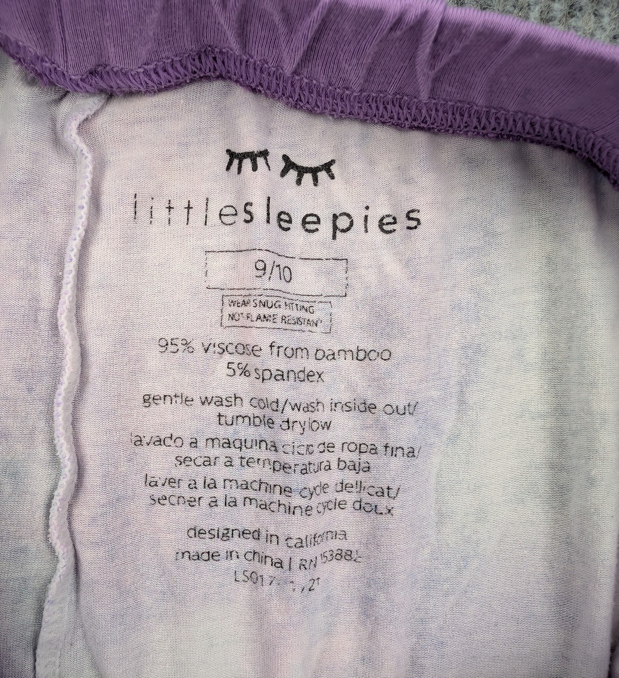 Little Sleepies Pajama Set Girls 9 10 Bamboo Tie Dye Striped Lightweight Stretch