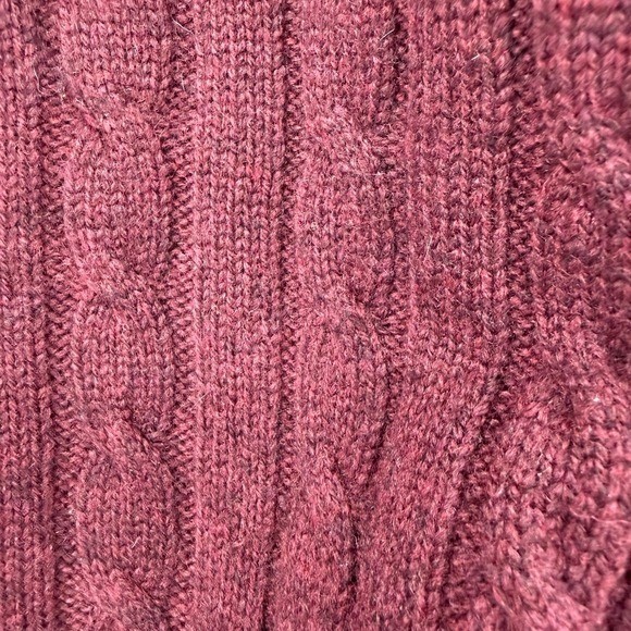 LL Bean Sweater Mens Large red Lambswool Cable Knit Grandpa Old Money Outdoor