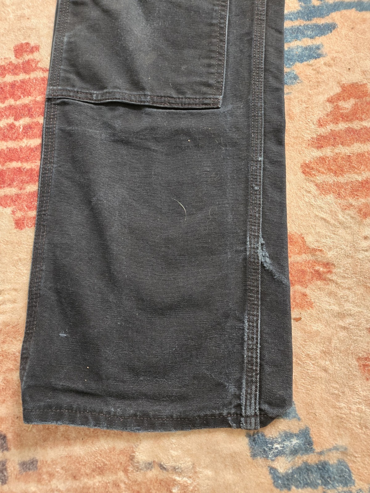 CARHARTT CARPENTER DOUBLE KNEE BLACK PANTS. 30×34. Distressed. B01.