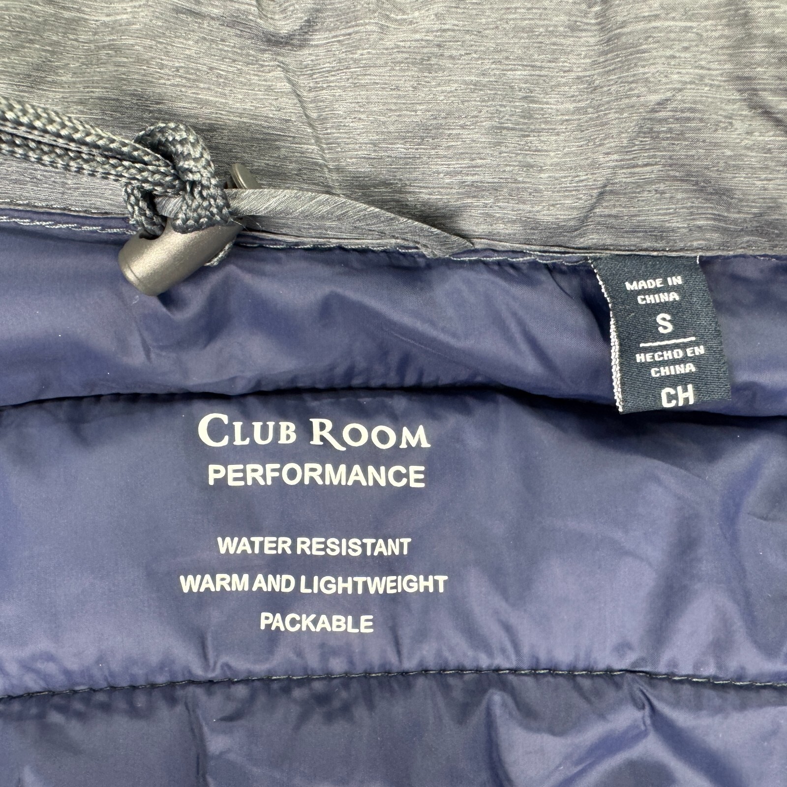 Club Room Mens Quilted Packable Puffer Jacket Gray S