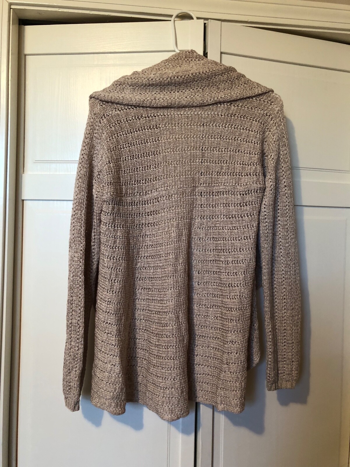 Neutral beige and gold open front sweater, Large