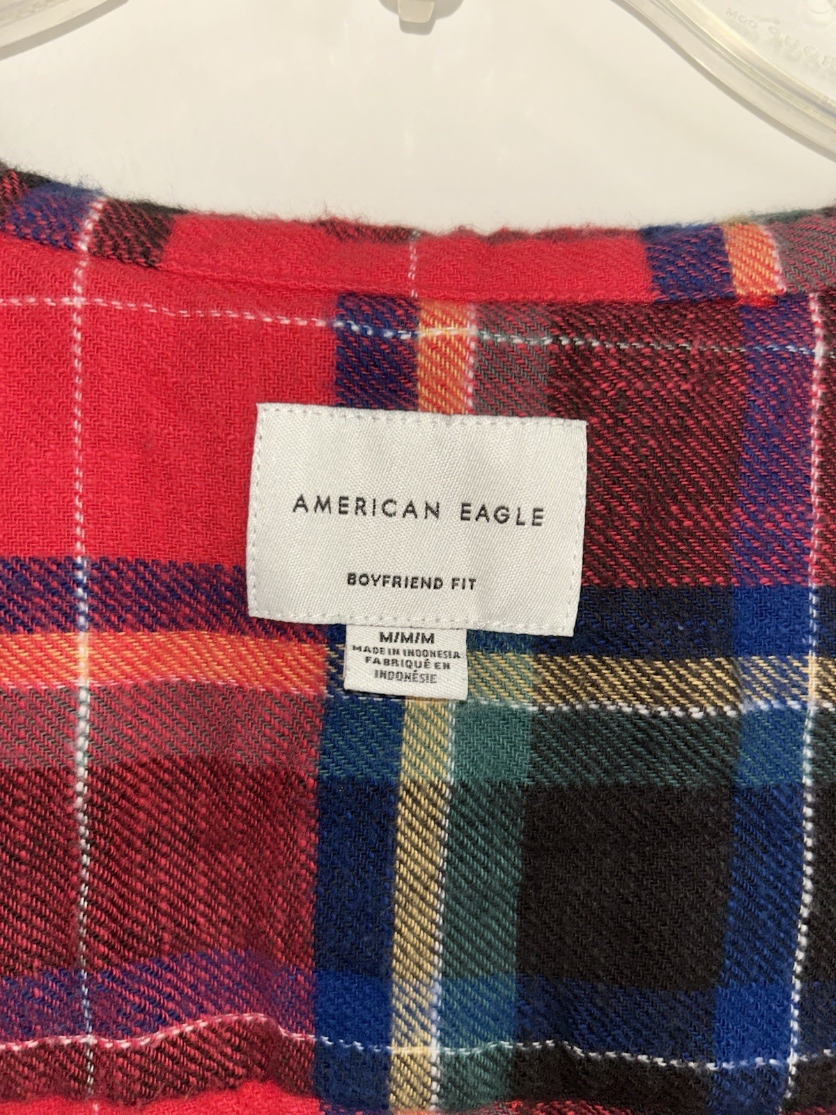 American Eagle Boyfriend Fit Plaid Flannel Long Sleeve Button-Up Shirt M
