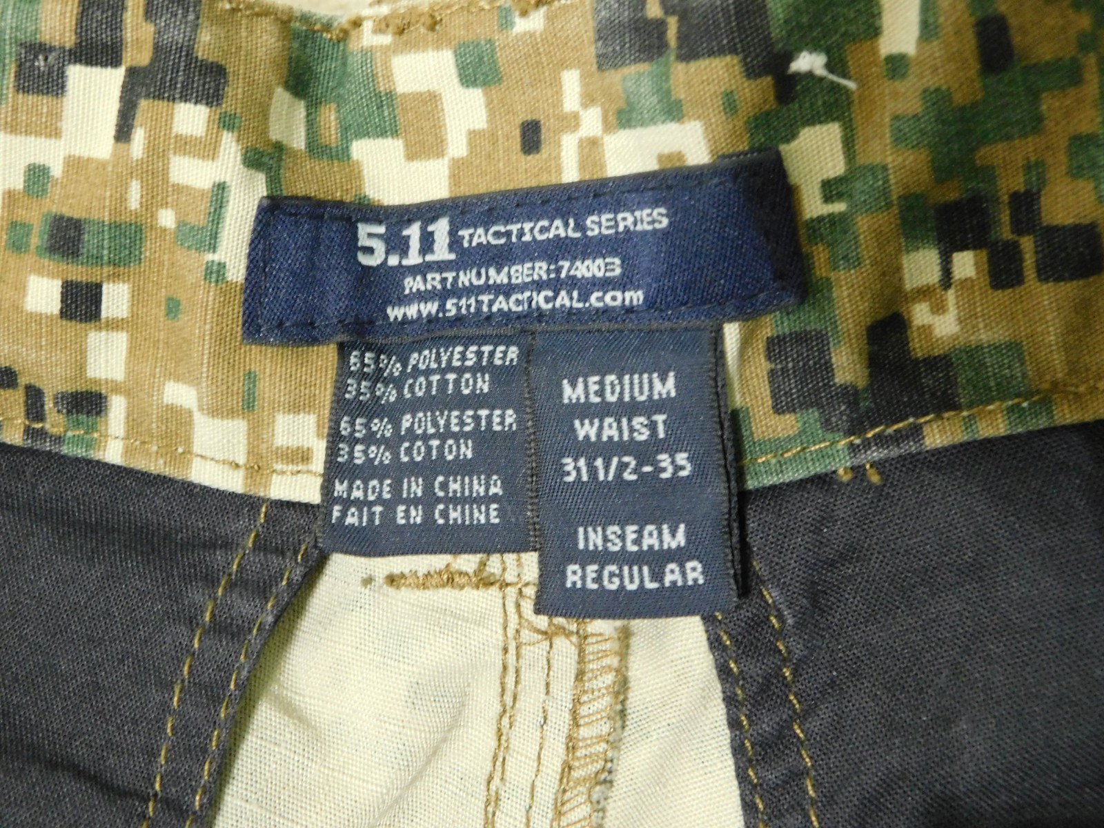 5.11 Tactical Pants Medium Waist Digi Camo TDU Ripstop Relaxed Cargo