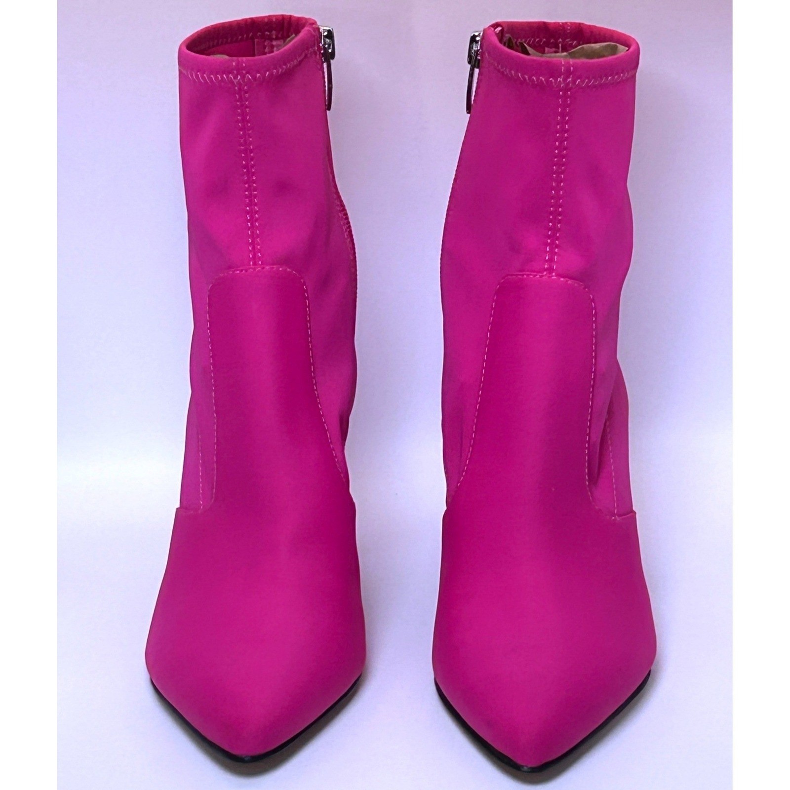 Sock Boots Pointed Toe Kitten Heel Ankle Booties Hot Pink Marc Fisher 7.5M