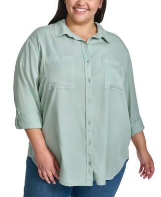 Calvin Klein Jeans Trendy Plus Size Utility Shirt Jasper