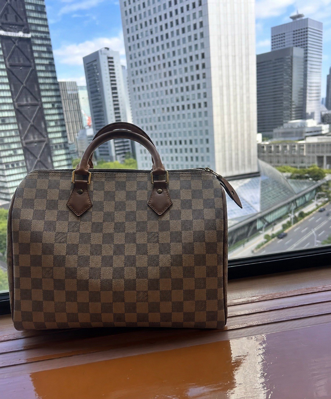 Louis Vuitton Damier Azur Checkered Zip-Top Speedy 35 Made in France