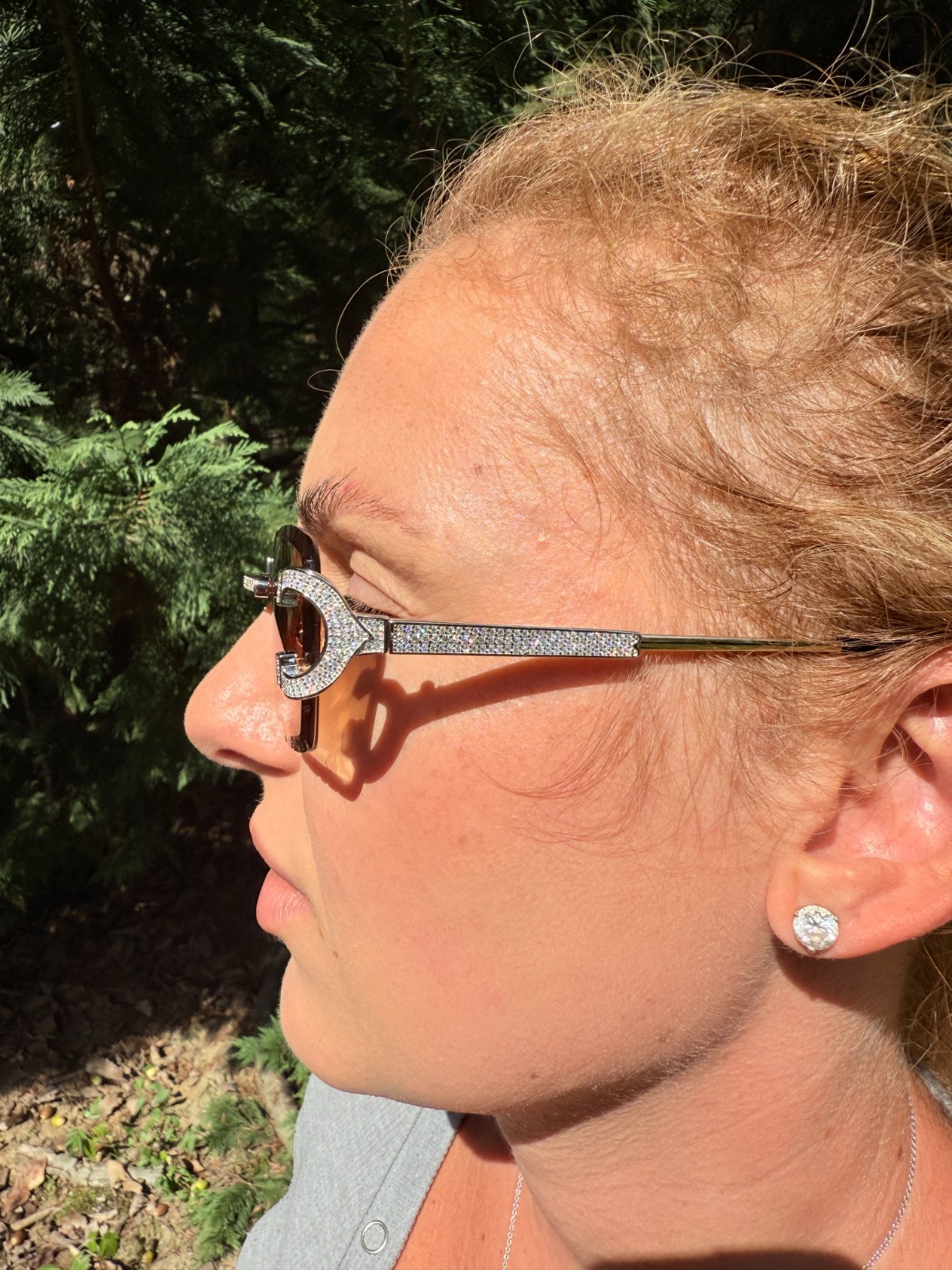 Real 925 Silver Big C VVS MOISSANITE Light Brown Sunglasses – Iced Buffs Glasses