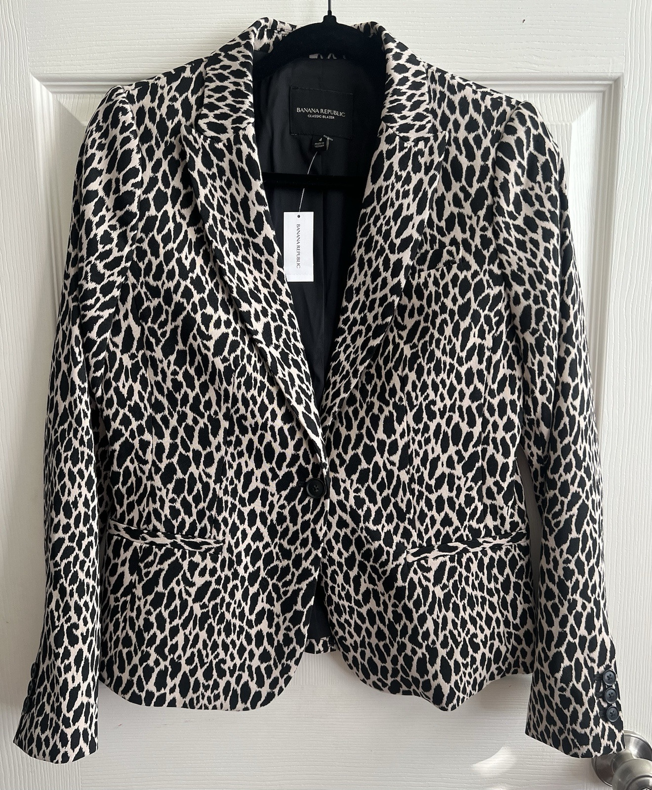 BANANA REPUBLIC Women’s Leopard Classic Stretch Twill Blazer Jacket Sz 4 NWT