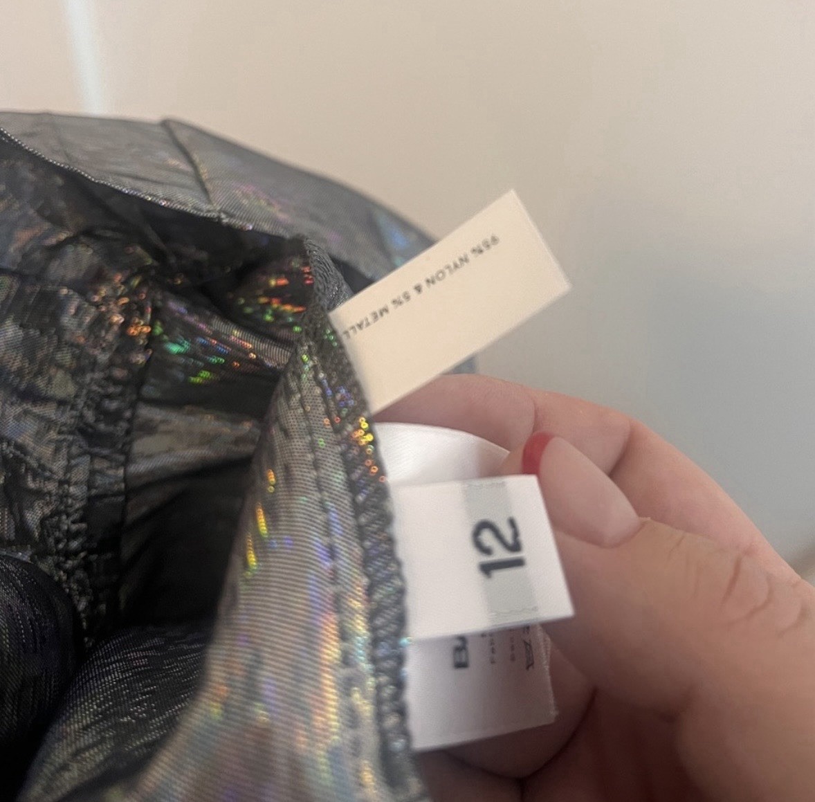 BATSHEVA Silver Iridescent Holographic Mini Dress size 12