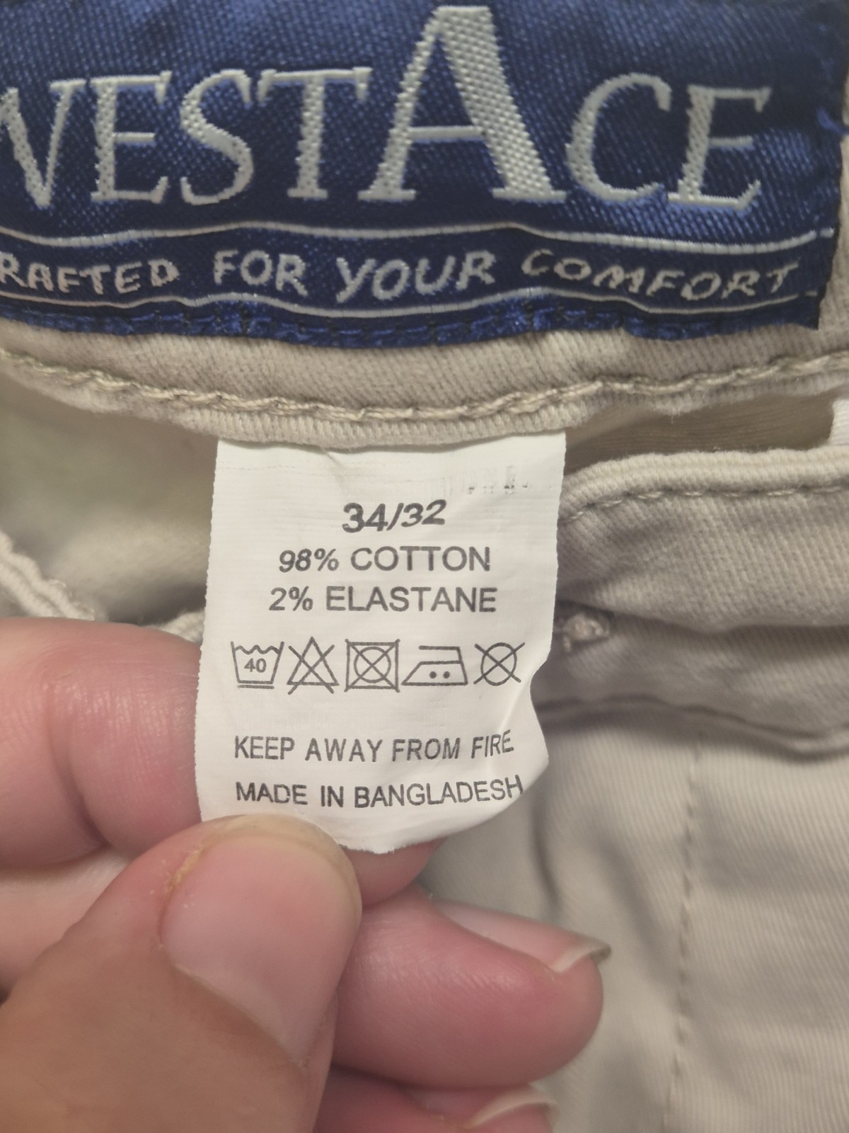 Westace Mens Chinos Trousers Beige Colour Straight W34/L32