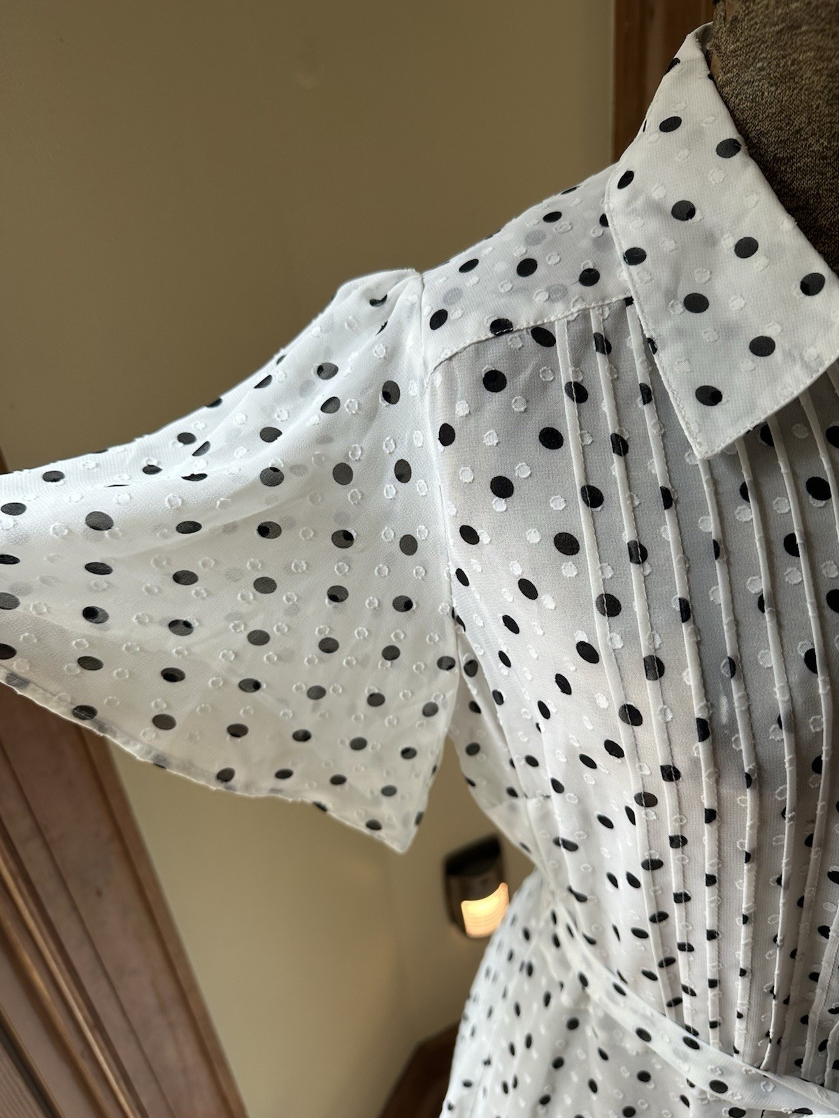 NWT Nanette Lepore Romantic Flutter Sleeve Sheer Polka Dot Midi Dress, Size 8