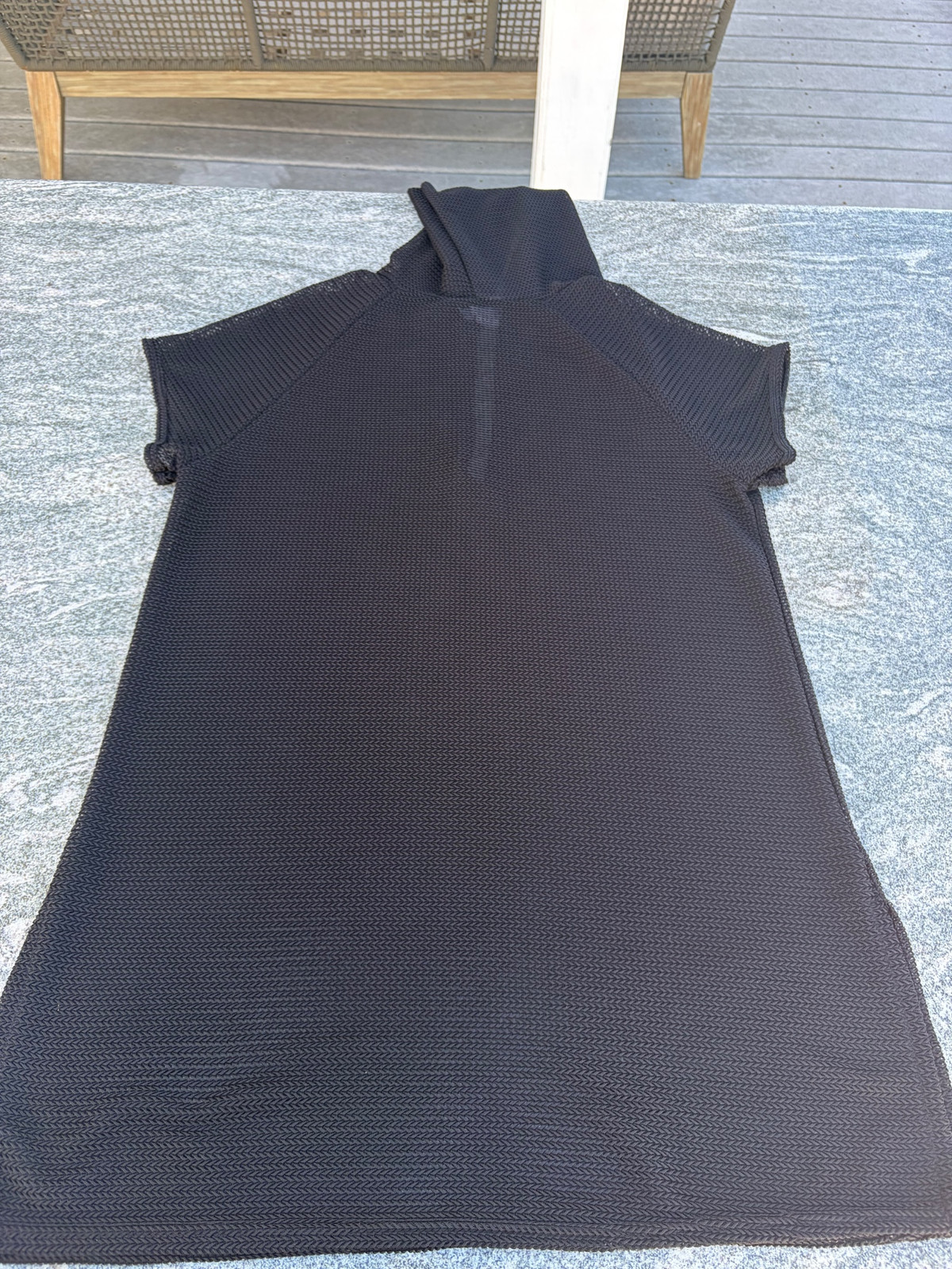 Vintage Black Hooded Dress Knee Length Short Sleeves Size Unknown
