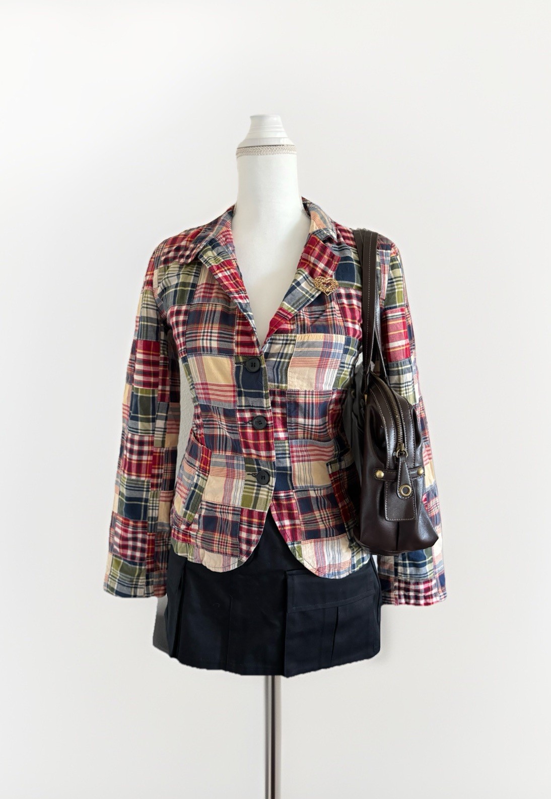 J.CREW Multicolor Plaid Blazer Jacket Button Front Collared Lined Pockets M