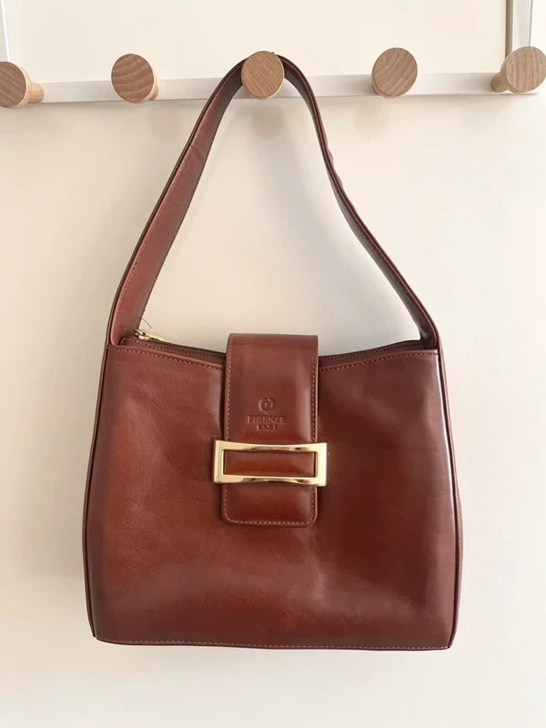 Firenze Baci genuine leather shoulder bag vintage Italian style brown