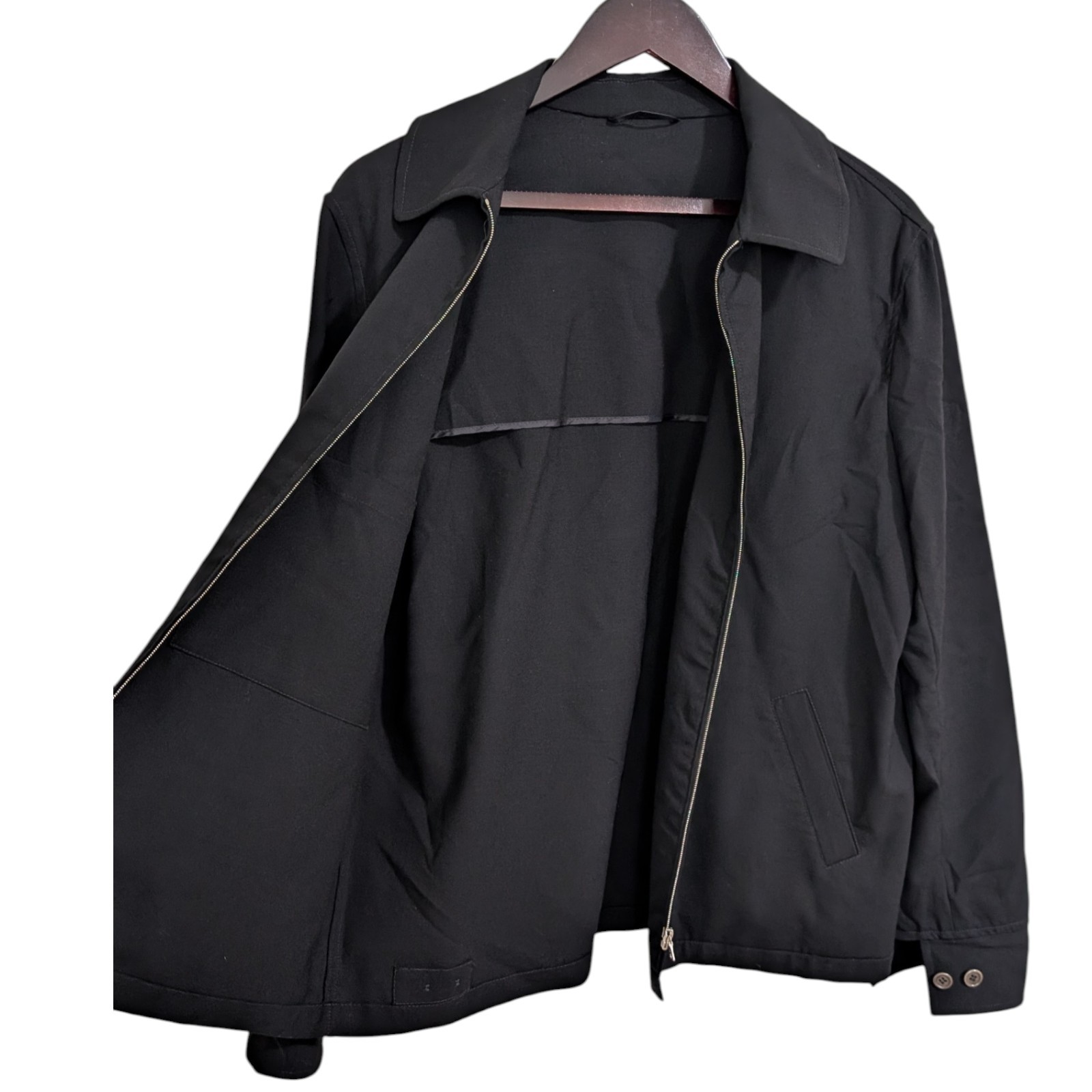 TSE Men’s Black Minimalist Full-Zip Harrington Jacket Medium