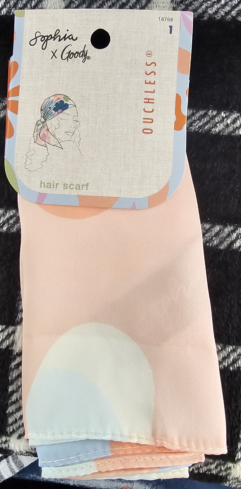 Goody Ouchless Hair Scarf Colorblock Pink/White/Orange/Blue Stretch Sophia Yeshi