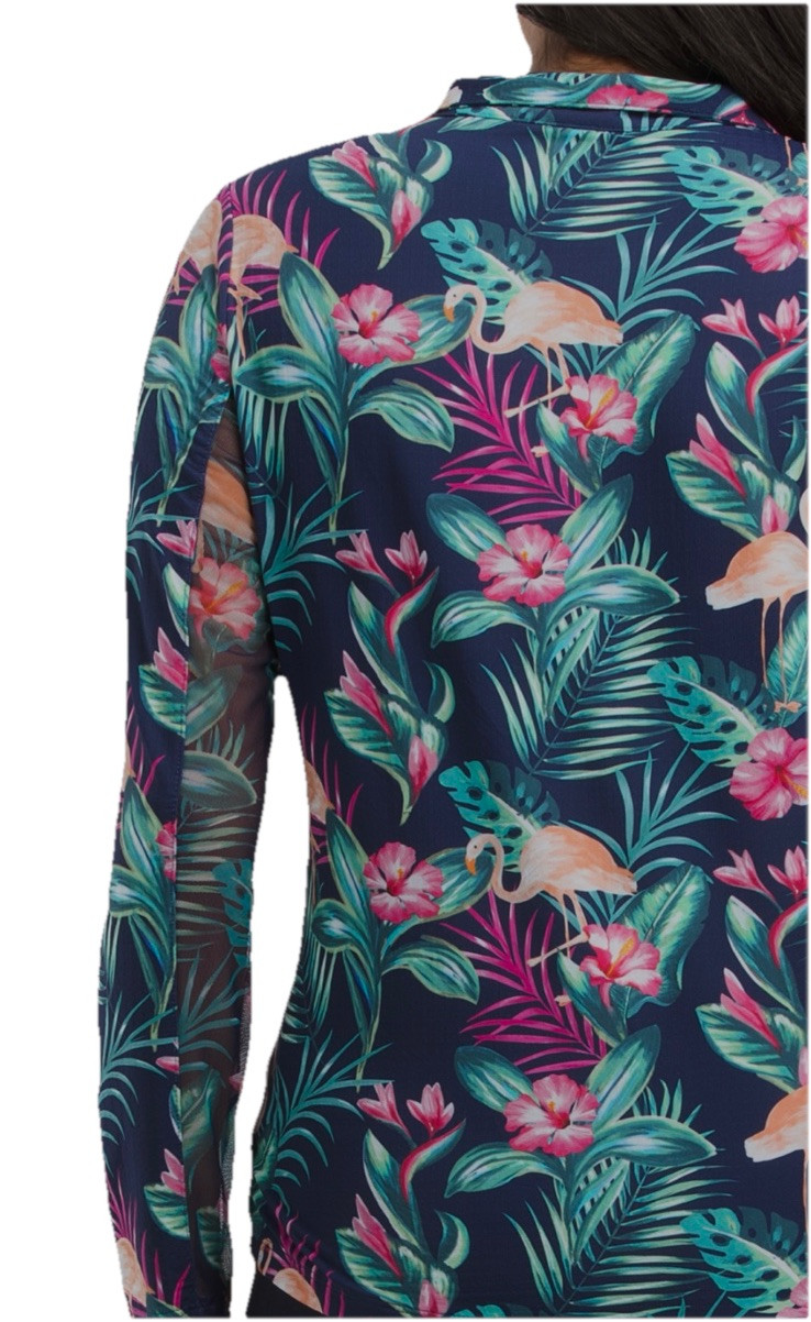 NWT IBKUL Golf Active 1/4 Zip Top Shirt M L XL Navy Tropical Long sleeve C7