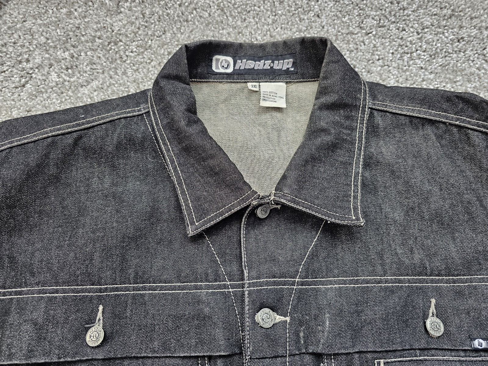 Hedz.up Jackets Sz 3XL/ Denim Jean Jacket/Hip-Hop Streetwear/Hong Kong/Vintage