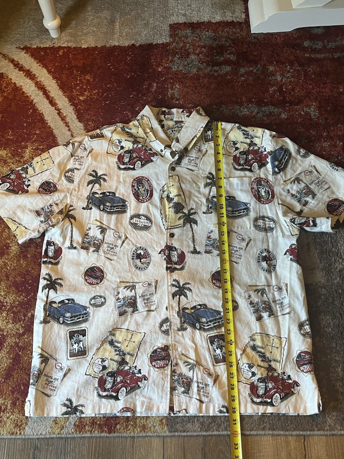 Big Dogs Vintage All Over Print AOP Hawaiian Button Down Shirt